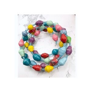Colorful Paper Bead Wrap Bracelet Multicolor Boho Festival Garden Party